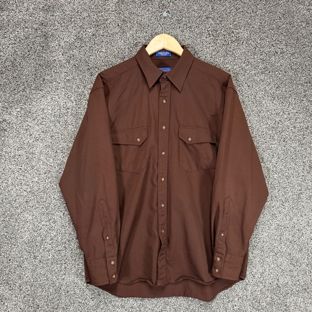 Pendleton Gambler Shirt‎ Mens L Brown Wool Western Flap Pockets Button Up